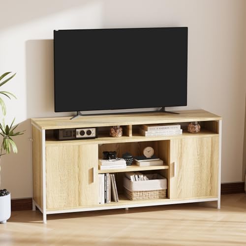 Mueble de TV, Mesa de TV para Salón, con Estantes Ajustables, para Televisores de hasta 65 Pulgadas, Estilo Moderno, 140 x 40 x 71 cm, Roble Claro — foto 1 de 8