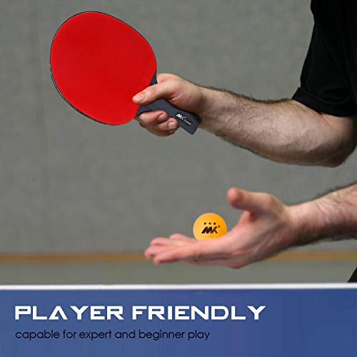 Luniquz Table Tennis Paddles Set, 4 Ping Pong Rackets and 8 Balls Includes Carry Case for Indoor Outdoor Play
