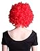 HDE Neon Color Afro Curly Clown Halloween Costume Party Wig Fake Goofy Unisex Hair (Red)