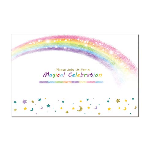 Outego Magical Rainbow Unicorn Birthday Invitation, Glitter Unicorn Party Invitations with Envelopes for Kids Birthday Baby Shower Unicorn Party Supplies (20 Pack) - Thumbnail 4