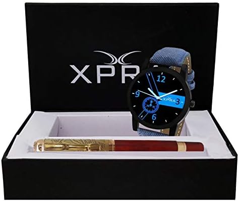 XPRA Analog Day & Date Watch & Exclusive Metal Roller Ball Pen Combo Gift Set (WCH-PN-1) (Blue - Maroon)