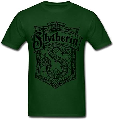 Harry Potter Slytherin logo Men's Casual Classic WhForest Green 100% Cotton Personalize T-shirt Medium