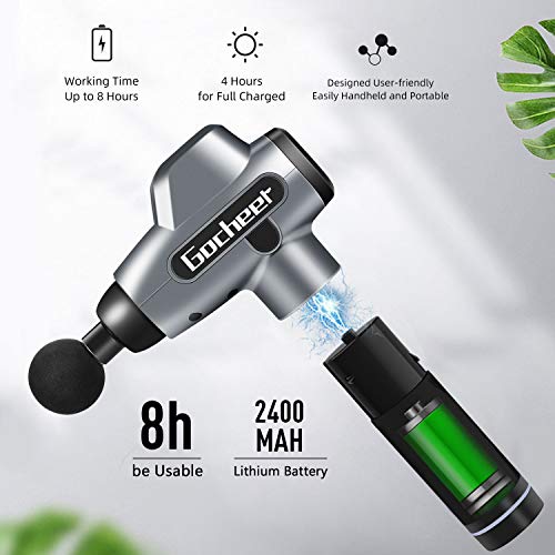 Gocheer Muscle Massage Gun, Deep Tissue Massager for Athletes Electric Handheld Portable Massaging Gun for Pain Relief 5 Speed Adjustable Professional Percussion Fascia Gun,Super Quiet