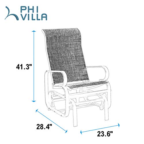 image for PHI VILLA Swing Glider Chair Patio Rocking Chair Garden Furniture, Tex