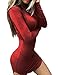 Haola Women's Sexy Bodycon Tight Long Sleeve Mini T Shirts Dresses Irregular Hem L WineRed