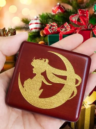Sinzyo Sailor Moon Music Box Vintage Wood Carved Wind Up Musical Box Gift For Christmas,Birthday,Valentine's Day(Wine Red Box)