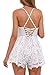 VintageRose Women's Lace Deep V Neck Halter Backless Romper Jumpsuit,White,Medium