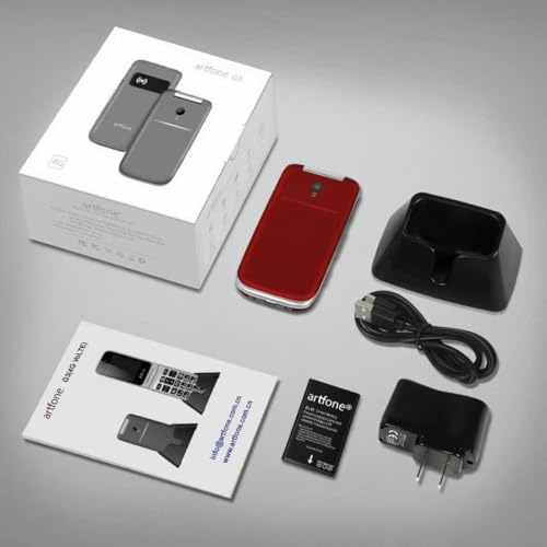artfone G3 Pro Red - 4G LTE Flip Phone for Seniors?Unlcoked Flip Phone with SOS Button?Loud Speaker?Camera?Talking Clock?Photo Speed Dial? Hands-free?Dumb Phone?Charging Dock?Extended Battery Life
