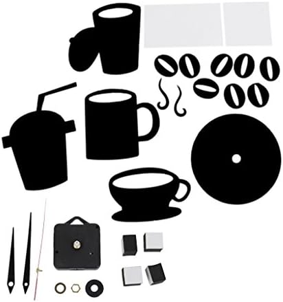 DIY Modern Home Decor Large Coffee Cup Decal Kitchen Wall Clocks Silent Watch Decals Black by Generic