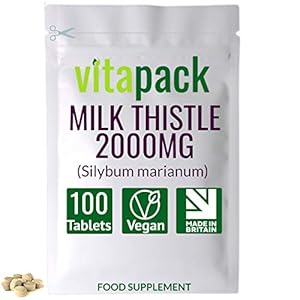 Milk Thistle Tablets 2000mg – 100 Pack – 80% Silymarin – for Liver & Gall Bladder Support – Vegan – Made in The UK