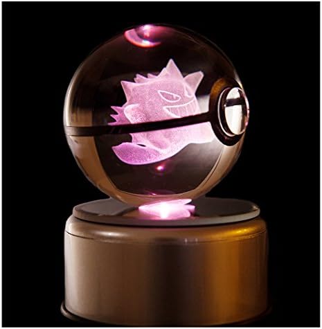 Hasp Clear Crystal 3D Pokemon Go Inspired Engraved Lasermarked Pokeball Gengar