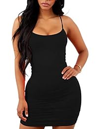 Mizoci Vestido de tirantes básico para mujer, sin mangas, sin mangas, con mini vestido de club