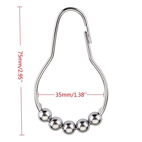 Zengest Shower Curtain Rod with Curtain Hooks, Curtain Rods for Windows and Shower 42 to 76 Inches, 12 Pack Shower Curtain Hooks/Ring - Thumbnail 3