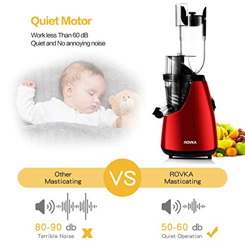 ROVKA Slow Masticating Juicer Extractor, 3.15 Inches Wide Chute Cold