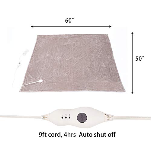 Tefici Electric Blanket Heated Throw with Fast Heating Technology,3 Heating Levels & 4 Hours Auto Off,Home Office Use,50" x 60" Camel