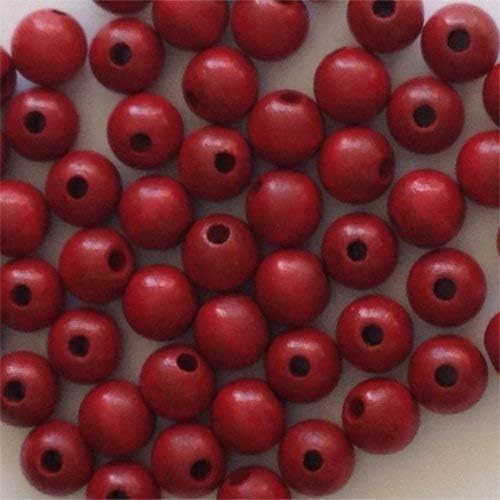 12mm Round Wood Beads (50pc) - Xmas Red