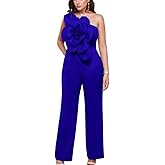 ONTINVA Pink Jumpsuits for Women One Shoulder Jumpers Summer Rompers Sleeveless Loose Palazzo Wide Leg Overalls