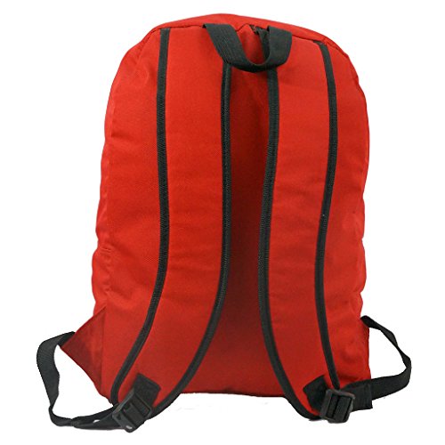 Basic Backpack Classic Simple School Book Bag Student Daily Daypack 18 Inch (Red)