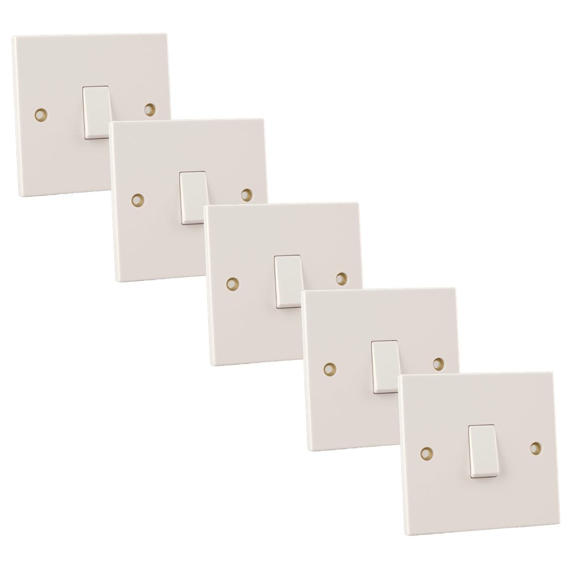 WK Electrical - 13A Single Pole Switched Twin Plug Sockets (1 Gang 1 Way Switch - Pack in 5)