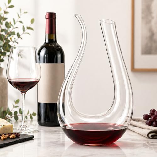 Zerci - 100% Lead Free U Shape Hand Blown Crystal Wine Carafe 1.5L