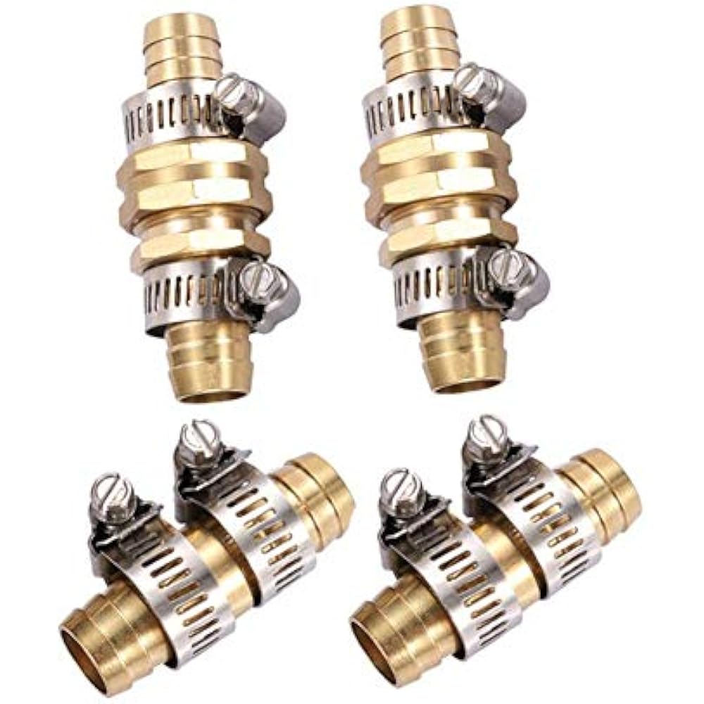 2Sets 5/8 Inch Aluminium Garden Hose Mender End Repair Kit, 2Pcs Barb