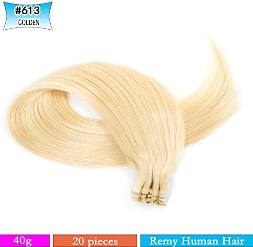 20"-22'' Tape in Premium Remy Human Hair Extensions Color#613 Straight Human Hair 20pcs/lot(40g)