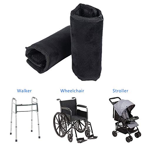 Walker Hand Grip Covers Pad Medical Soft Hand Grips Cushion Anti Silp Crutch Handle Pads Mobility Aid Hand Cushion Universal for Walker Wheelchairs Rollator Black 5.5" x 8.7" Diameter 2"
