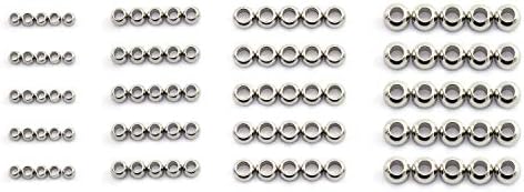 partstock 100pcs 3-6mm Smooth Round Silver Spacer Beads Assortment Handmade Bracelet Jewelry DIY Accessories Stainless Steel Ball for Jewelry Craft Making