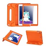 HDE Case for iPad Air - Kids Shockproof Bumper Hard Cover Handle Stand with Built in Screen Protector for Apple iPad Air 1 - 2013 Release 1st Generation (Orange)