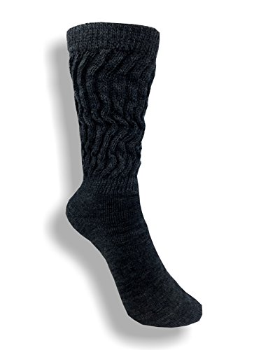 Therapeutic Alpaca Socks - Mid Calf - Diabetic, Neuropathy, Large Calves - 5 Colors- by Alpacas of Montana (Black, Medium)
