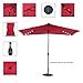 Sundale Outdoor Rectangular Solar Powered 22 LED Lighted Outdoor Patio Umbrella with Crank and Tilt, Aluminum, 10 by 6.5-Feet (Red)