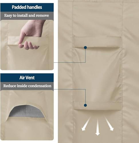 Dsocool 600D Patio Furniture Covers, 100% Waterproof Patio Table Cover, Heavy Duty Oxford Cloth Outdoor Table Cover, with Handles, Vents and Buckles, UV-Resistant (350×260×90cm)