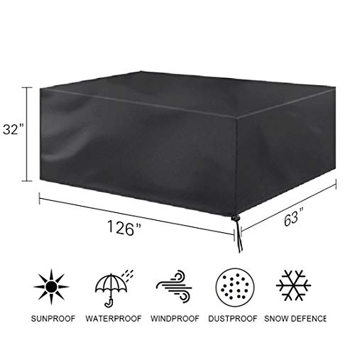 Umikk Outdoor Patio Furniture Covers, 420D Oxford Polyester Extra Large Size Furniture Set Covers Fits to 12-14Seat Black, 32016074cm - Thumbnail 4