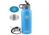 Smart Flask, Stainless Steel Vacuum Insulated water bottle, Includes Straw Lid and Stainless Steel Lid, 32 Oz.,