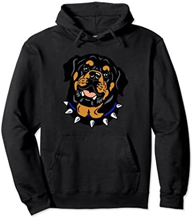 Unisex Rottie Face Dog Lover Hoodie Large Black