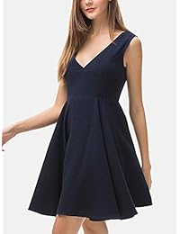 MessBebe Vestido de cóctel sin mangas con cuello en V para mujer