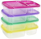DOZENEGG The Munch Box/Bento Box/Lunch Box/3-Compartment Food Container Tray with Cover, White, Set of 4