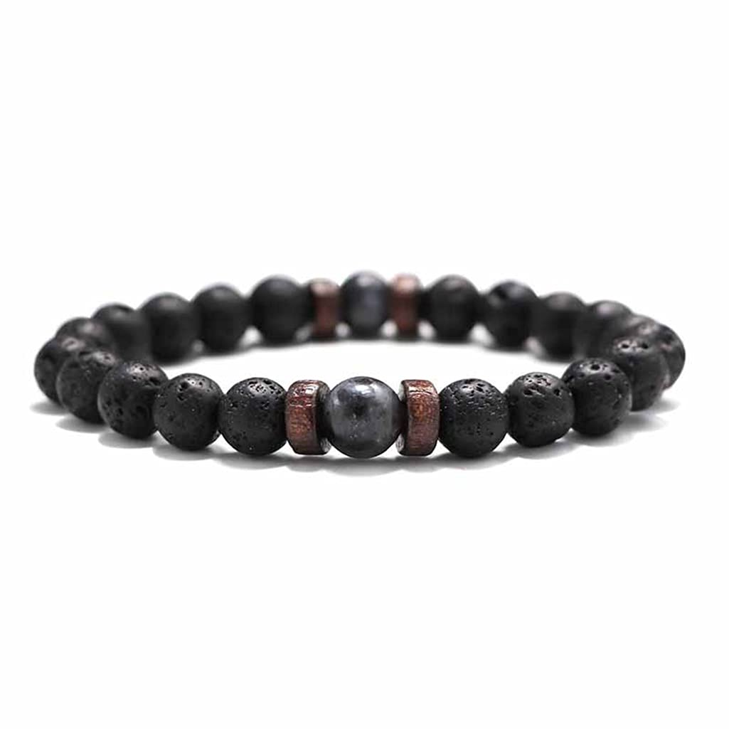 Branets Bedaed Bracelet for Men 8MM Natural Stone Beads Bracelet Lucky Jewelry for Men and Women