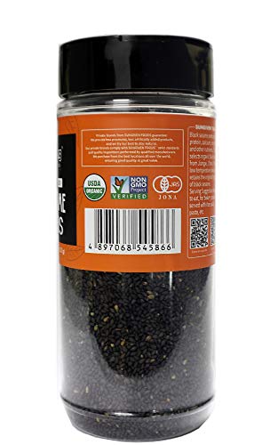 ONETANG Organic Black Sesame Seeds, Low Temp Roasted, Non-GMO, Gluten-Free, HACCP, Vegan, 7.76 oz Pots (Pack of 2)