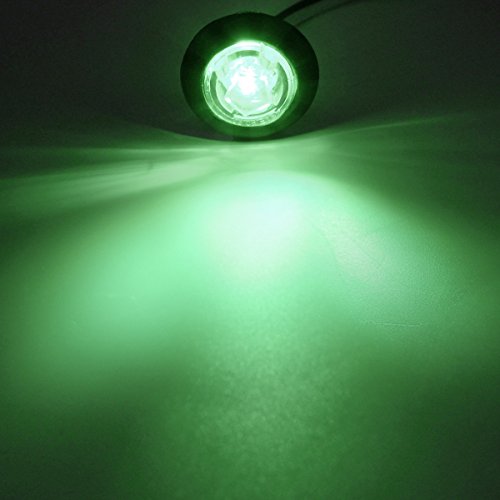 Partsam 3/4" Miniature Green Side Marker Clearance light Lamp Single LED Clear Lens x10 - Thumbnail 4