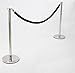 Flat-Top Chrome Stanchion Posts with 6.5 Foot Black Velvet Rope (Set of Two Posts)