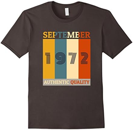 Mens Born in September 1972 T-shirt. 45th Birthday Gifts Retro XL Asphalt