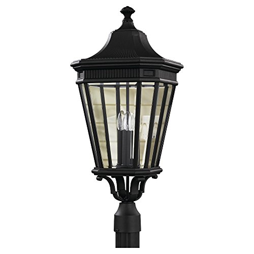 Feiss OL5408BK Cotswold Lane Outdoor Post Lighting, Black, 3-Light (12