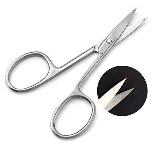 Moustache Trimmer,Eyebrow and Nose Hair Scissors For Men&Woman,Curved and Rounded Facial Hair Scissors - Moustache Scissor, Beard Trimming Scissors Beard Eyebrow Trimmer Scissors Stainless Steel Set - Thumbnail 2