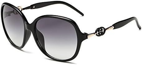 Dasein Romance Butterfly Oversized Polarized Women's Wayfarer Sunglasses - Black