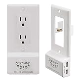 Startostar Decor Outlet Cover Plate with Two USB Chargers (Max 3A Shared) Easy Install - White