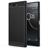 MoKo Sony Xperia XZ Premium Case, Flexible TPU Bumper Slim Fit Case Carbon Fiber Design Lightweight Shockproof Back Cover for Sony Xperia XZ Premium 5.5 Inch (2017), BLACK