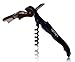 Cork Screw Wine Key Bottle Opener - Double Hinged Lever, Serrated Foil Cutter and Bottle Opener - Professional Waiters Friend