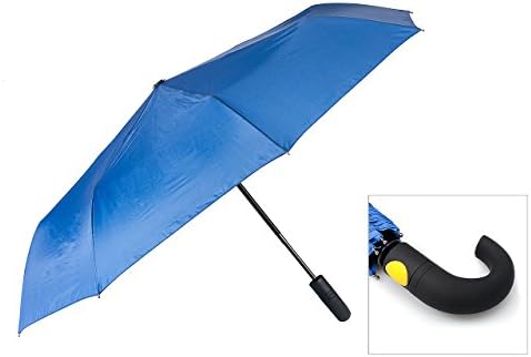 Imber Lane Travel Umbrella - Automatic Open and Close - Curved Handle - Strong Waterproof, Windproof - Compact Design - Available in PANTONE® Colors - Blue, Gray, Red - Best Value Umbrella - High Quality Construction Backed Up With a Lifetime GuaranteeWith a Lifetime Guarantee