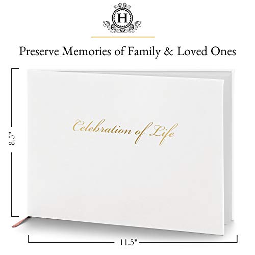 Heart & Homage Funeral and Memorial Guest Sign-in Book with Pen and Memory Table Sign, PU Leather Hardcover, Large - Beautiful, Celebration of Life Registration Books (White) - Thumbnail 2